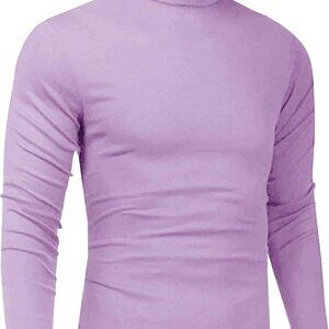 Men's Slim Fit Lightweight Turtleneck Sweater in Light Purple, Versatile Style